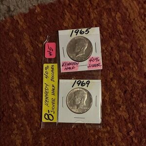 1965 and 1969 Kennedy Half Dollar Coins